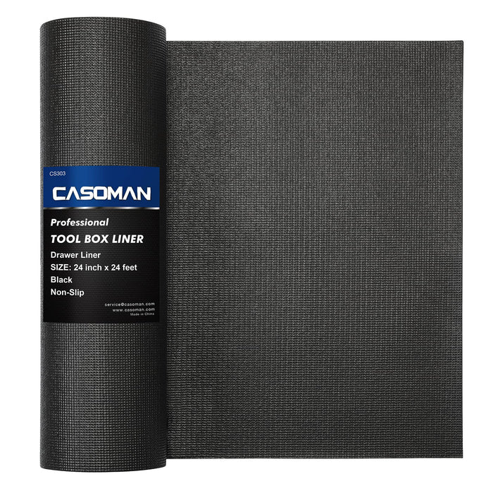 CASOMAN Professional Tool Box Liner and Drawer Liner 24 inch x 24 feet,Easy Cut Non-Slip Foam Rubber Toolbox Drawer Liner Mat - Adjustable Thick Cabinet Liners