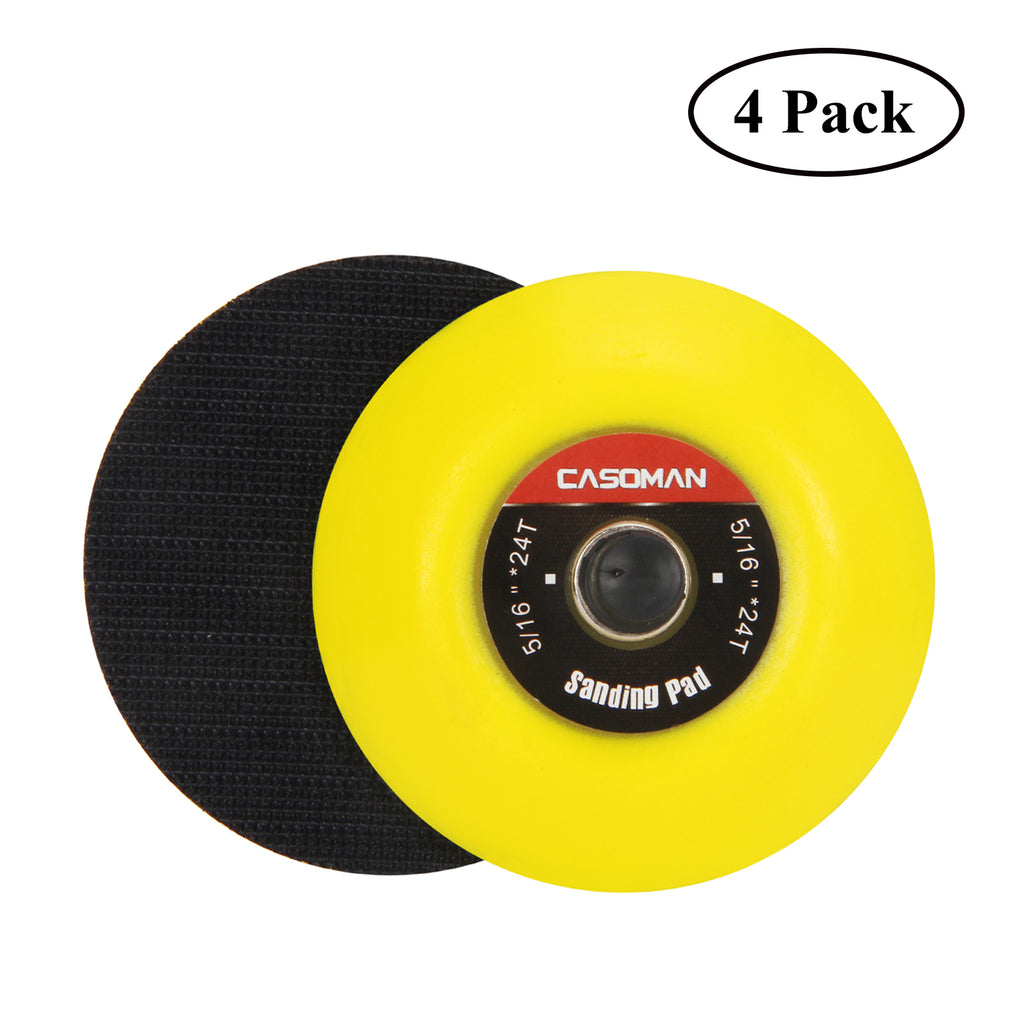 CASOMAN 3-Inch Dual-Action Hook & Loop Fastener Flexible Backing Plate 3"/ 75mm Polishing Pad with 5/16"-24 Threads, 4 PCS Set
