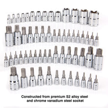 Load image into Gallery viewer, CASOMAN Master Torx Bit Socket and External Torx Socket Set, 60-Piece Set, S2 and Cr-V Steel，E4-E24, T6-T70,TT6-TT70,TP8-TP60