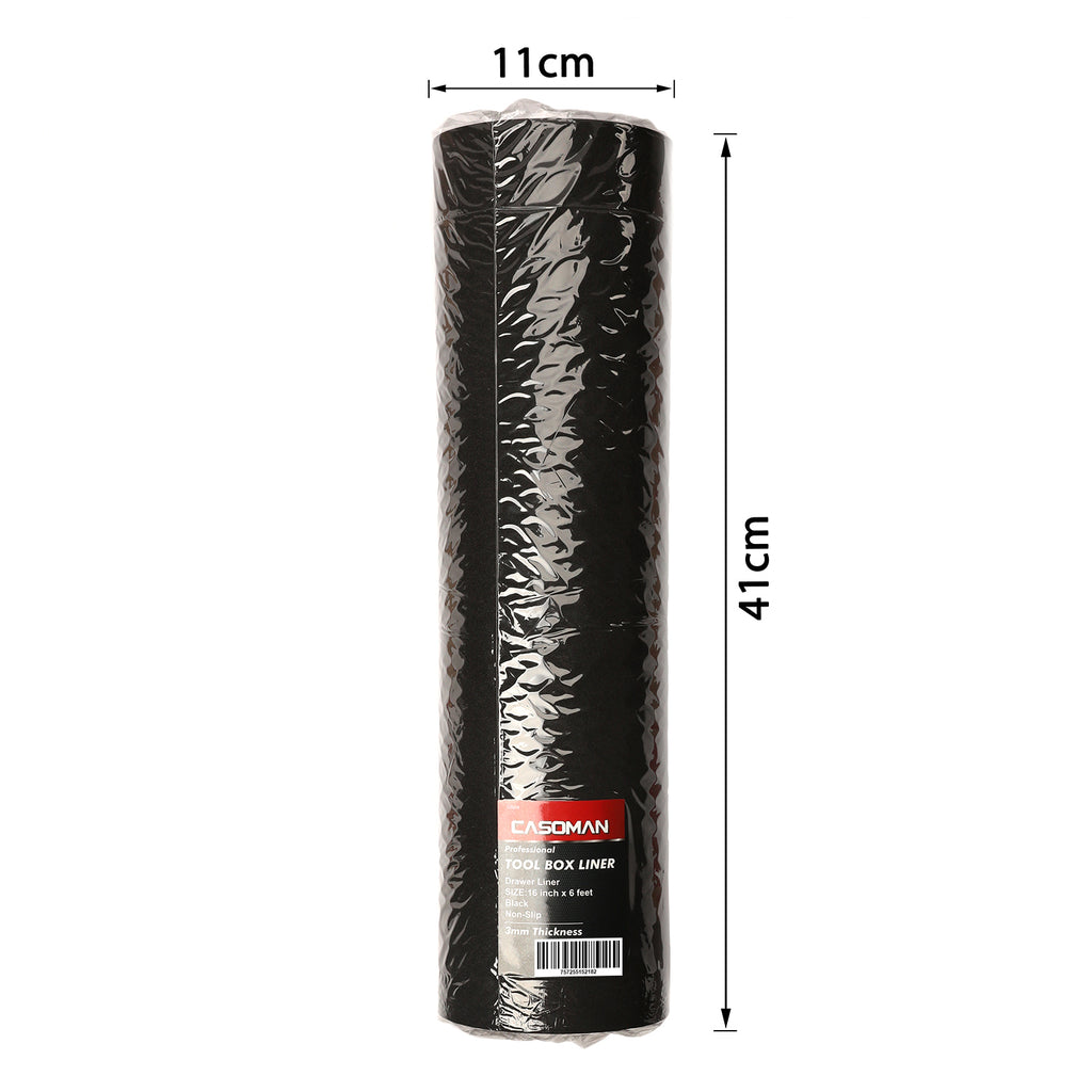 CASOMAN Professional Tool Box Liner and Drawer Liner - 16 inch (wide) x 6 feet (long), Non-Slip,Black