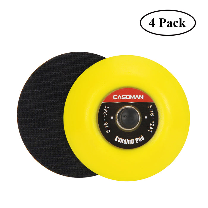 CASOMAN 3-Inch Dual-Action Hook & Loop Fastener Flexible Backing Plate 3"/ 75mm Polishing Pad with 5/16"-24 Threads, 4 PCS Set