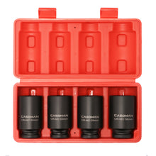 Load image into Gallery viewer, CASOMAN 1/2'' Drive Deep Spindle Axle Nut Impact Socket Set, 6 Point,Heavy Duty Use In Removing And Installing Axle Nuts