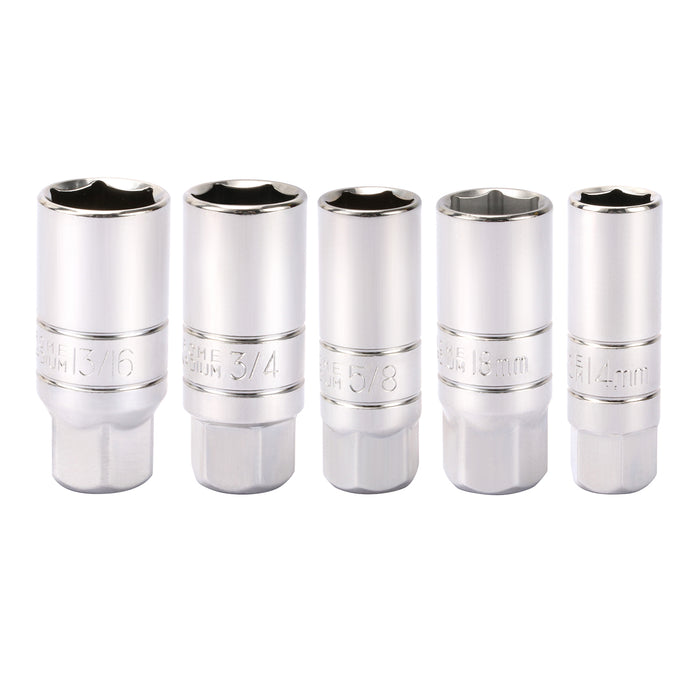 CASOMAN 3/8-Inch Drive Spark Plug Socket Set, 6-Point, 5/8-Inch, 3/4-Inch, 13/16-Inch, 14mm, 18mm, 5-Piece Set