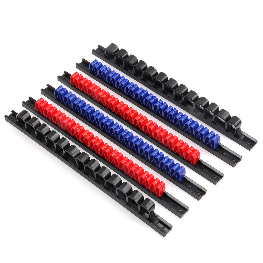 CASOMAN 6 Piece Screwdriver Organizer and Wrench Organizer, Hand Tool Holder, Plastic Rail Wrench Hanger with Clips