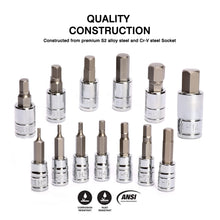 Load image into Gallery viewer, CASOMAN 13 Piece Hex Bit Socket Set, Metric, 2 mm-14 mm, S2 Steel Allen Bit Socket Kit