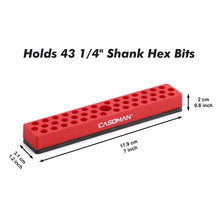 Load image into Gallery viewer, CASOMAN 2PCS 1/4" Hex Bit Organizer with Magnetic Base - Red, 86 Hole Bit Organizer with Strong Magnetic Base, Magnetic Bit Organizer for Your Specialty
