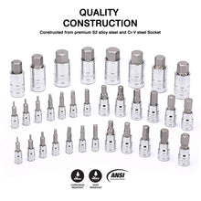 Load image into Gallery viewer, CASOMAN 33 Piece Master Hex Bit Socket Set, S2 Steel, SAE And Metric, Allen Socket Bit, 5/64-inch to 3/4-inch, 2mm to 19mm Socket Tool Kit