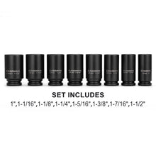 Load image into Gallery viewer, CASOMAN 3/4" Drive Deep Impact Socket Set, 8 Piece Set, SAE Sizes (1-Inch to 1-1/2-Inch), 6 Point, 3/4" Dr. Heavy Duty Impact Socket Set