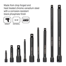 Load image into Gallery viewer, CASOMAN 9 Pieces Extension Bar Set, 1/4", 3/8" and 1/2" Drive Socket Extension, Premium Chrome Vanadium Steel with Black Phosphate Finish