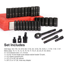 Load image into Gallery viewer, CASOMAN 1/2" Drive Master Impact Socket Set, 36 Piece Deep