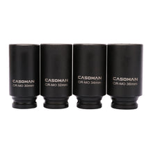 Load image into Gallery viewer, CASOMAN 1/2-Inch Drive Deep Spindle Axle Nut Impact Socket Set,12 Point, Metric, CR-MO, 30,32,34,36mm, 4-Piece 1/2" Heavy Duty Impact Socket Set