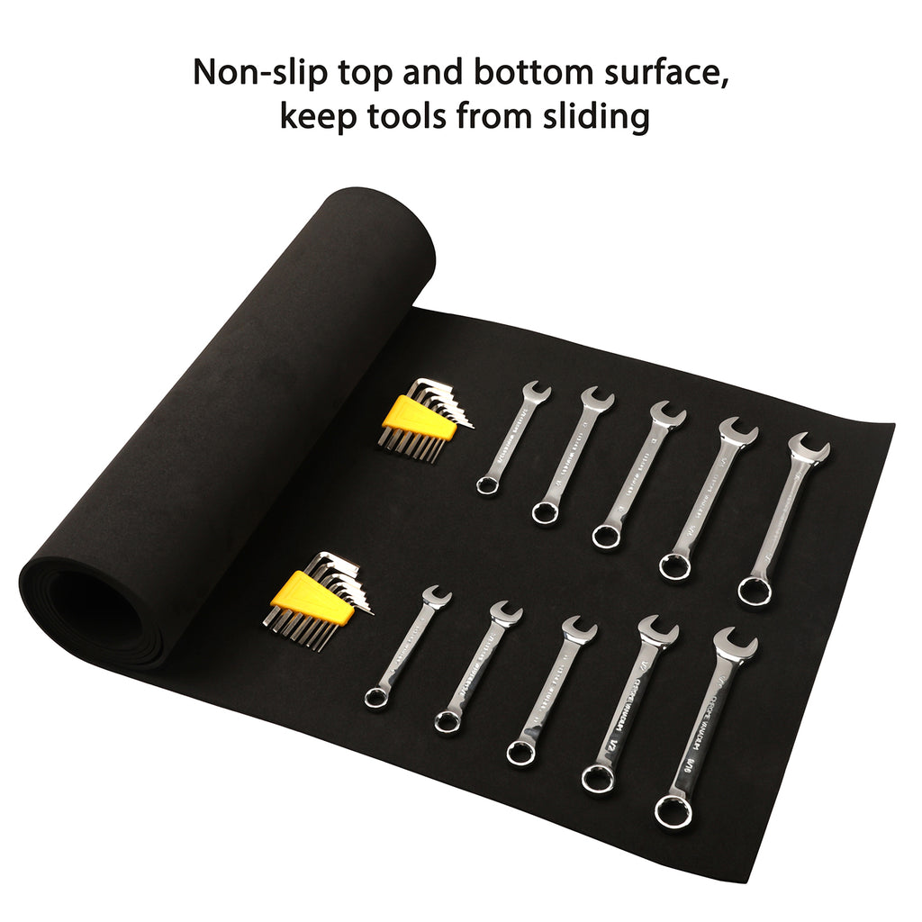 CASOMAN Professional Tool Box Liner and Drawer Liner - 16 inch (wide) x 6 feet (long), Non-Slip,Black