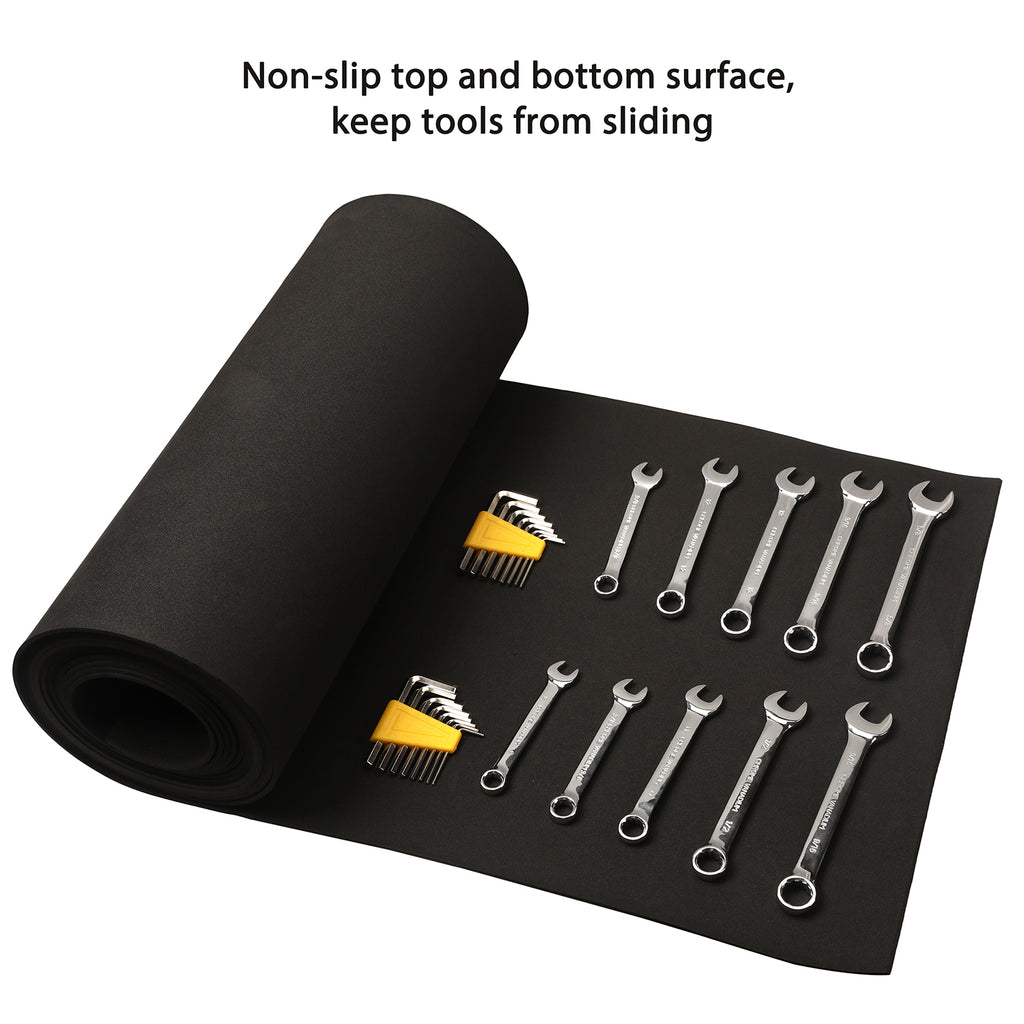 CASOMAN Professional Tool Box Liner and Drawer Liner - 16 inch(wide) x 16 feet (long), Non-Slip, Black