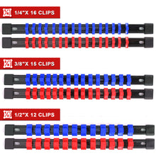 Load image into Gallery viewer, CASOMAN 6PC ABS Socket Organizer, 1/4-Inch, 3/8-Inch, 1/2-Inch, Premium Quality Socket Holders (6-Piece Set, Blue &amp; Red)