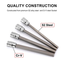 Load image into Gallery viewer, CASOMAN 10 Pieces 3/8 Inch Drive Long Hex Bit Socket Set, 1/16 Inch to 1/2 Inch, SAE, Extra Long Allen Hex Bit Socket Set, CR-V and S2 Steel
