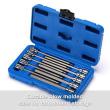 Load image into Gallery viewer, CASOMAN 10 Pieces 3/8 Inch Drive Long Hex Bit Socket Set, 1/16 Inch to 1/2 Inch, SAE, Extra Long Allen Hex Bit Socket Set, CR-V and S2 Steel