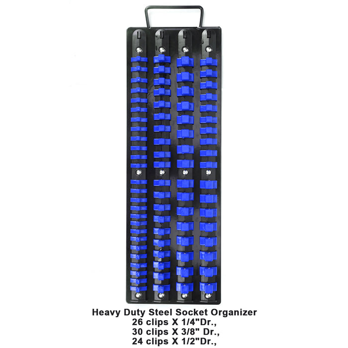 CASOMAN 80-Piece Heavy Duty Socket Organizer Tray, 1/4-Inch, 3/8-Inch, 1/2-Inch,Premium Quality Socket Holders