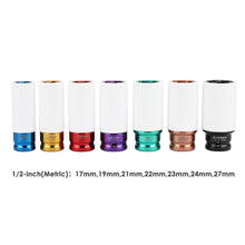 Load image into Gallery viewer, CASOMAN 1/2- Inch Drive Wheel Protector Impact Socket, Extra Thin Wall, Rim Protect Sleeves, 6 Point, Metric,17mm,19mm,21mm,22mm,23mm,24mm,27mm, 7 Pieces Set
