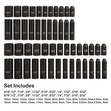 Load image into Gallery viewer, CASOMAN 1/4 Inch Drive Master Impact Socket Set, 50-Piece, SAE/Metric, 5/32 Inch - 9/16 Inch, 4mm - 15mm, Shallow/Deep,CR-V