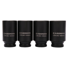 Load image into Gallery viewer, CASOMAN 1/2'' Drive Deep Spindle Axle Nut Impact Socket Set, 6 Point,Heavy Duty Use In Removing And Installing Axle Nuts