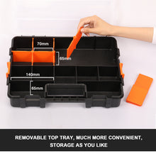 Load image into Gallery viewer, CASOMAN Tool Box Organizer Interlocking Black Small Parts Organizer for Fasteners and Crafts w/Removable Dividers (2 Piece Pack)