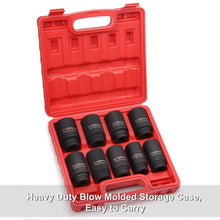 Load image into Gallery viewer, CASOMAN 1/2- Inch Drive Deep Spindle Axle Nut Impact Socket Set, 6 Point, CR-MO, Metric, 29mm-38mm, 9-Piece 1/2" Dr. Deep Impact Socket Set