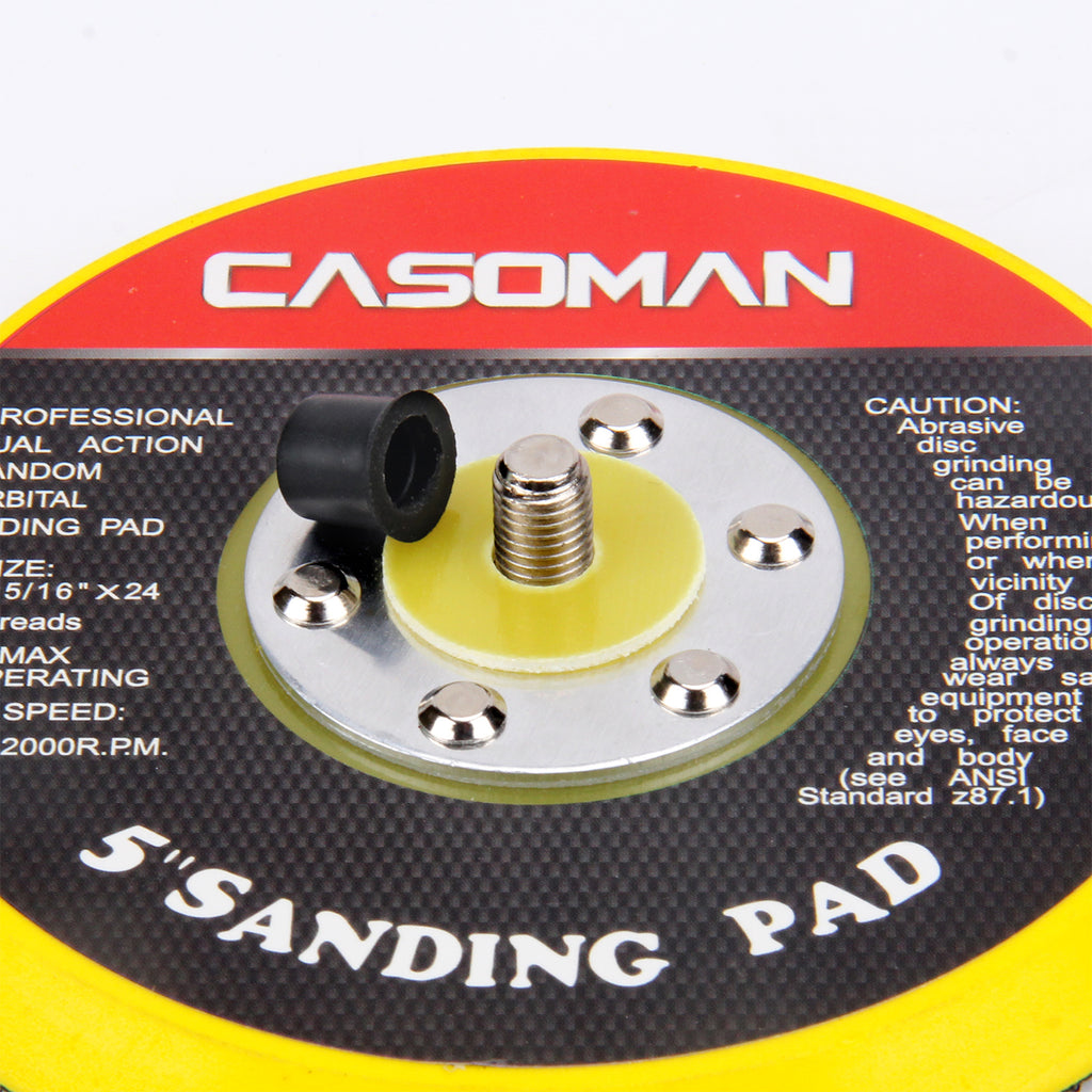 CASOMAN 5-Inch DA Polisher & Sander Pad - Hook & Loop Face - Random Orbital Backing Plate, 5/16''-24 Threads, 2 PCS Set