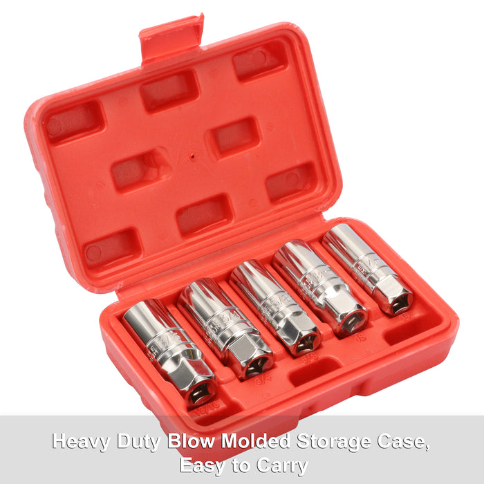 CASOMAN 3/8-Inch Drive Spark Plug Socket Set, 6-Point, 5/8-Inch, 3/4-Inch, 13/16-Inch, 14mm, 18mm, 5-Piece Set