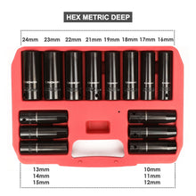 Load image into Gallery viewer, CASOMAN 1/2-Inch Drive Deep Impact Socket Set, Metric, Cr-V, 6-Point, 10 mm - 24 mm, 14-Sockets Set