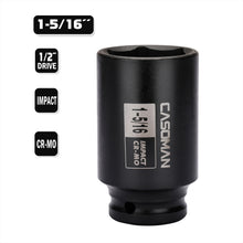 Load image into Gallery viewer, CASOMAN 6-Point 1/2-Inch Drive Deep Impact Socket- 1-5/16" (SAE),1/2-inch Drive 6 Point Axle Nut Socket for Easy Removal of Axle Shaft Nuts (1-5/16")