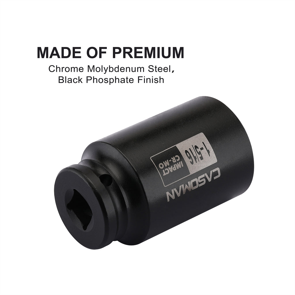 CASOMAN 6-Point 1/2-Inch Drive Deep Impact Socket- 1-5/16" (SAE),1/2-inch Drive 6 Point Axle Nut Socket for Easy Removal of Axle Shaft Nuts (1-5/16")
