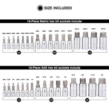 Load image into Gallery viewer, CASOMAN 33 Piece Master Hex Bit Socket Set, S2 Steel, SAE And Metric, Allen Socket Bit, 5/64-inch to 3/4-inch, 2mm to 19mm Socket Tool Kit