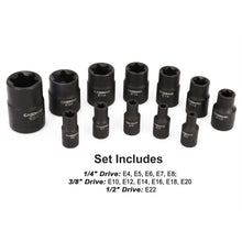 Load image into Gallery viewer, CASOMAN 25 Piece Torx Bit Socket and External Socket Set, 13 Star Socket Bits (T8- T60)&amp; 12 Female E-Torx Sockets (E4-E22)