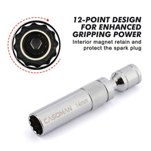 Load image into Gallery viewer, CASOMAN 6PCS 3/8-Inch Drive Magnetic Swivel Spark Plug Socket Set, Include 9/16-Inch, 5/8-Inch, 13/16-Inch, 14mm Socket, Length: 4-Inch, 6-Inch, 11-Inch, 12-Point, CR-V