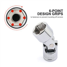 Load image into Gallery viewer, CASOMAN 3/8" Drive Universal Joint Socket Set- 10 Piece Flex Socket Set, 6-Point, Cr-V, Metric, 10-19mm