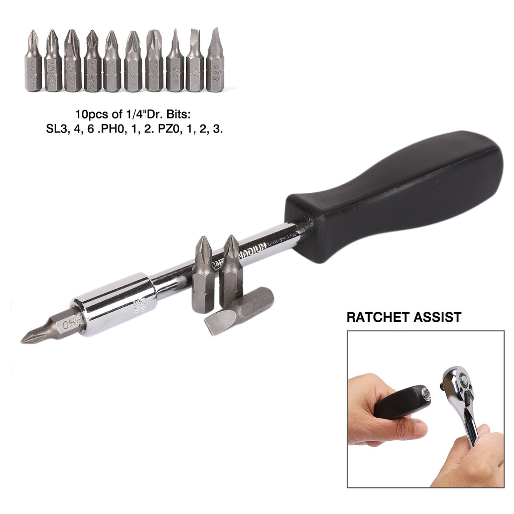 CASOMAN 1/4-Inch Drive Master Socket Set with Ratchets,Universal Joint, Extensions with 1/4’‘ Dr. Bits Set