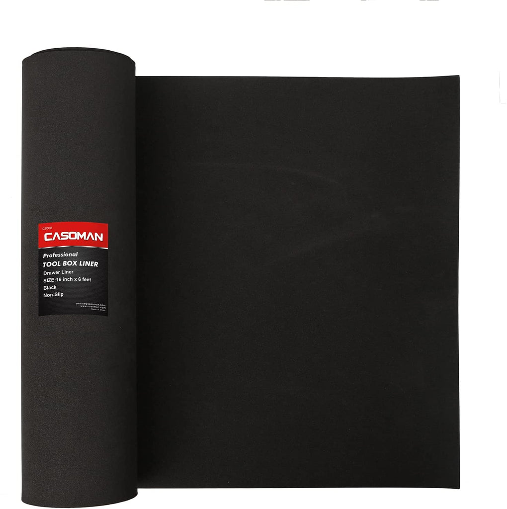 CASOMAN Professional Tool Box Liner and Drawer Liner - 16 inch (wide) x 6 feet (long), Non-Slip,Black