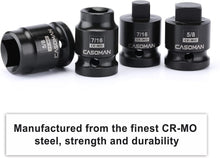Load image into Gallery viewer, CASOMAN 8PCS 1/2-Inch Drive Pipe Plug Socket Set,SAE,Male/Female Set,7/16",1/2",5/8",9/16",Tapered Male Square Drive,Chamfered Female Square Drive