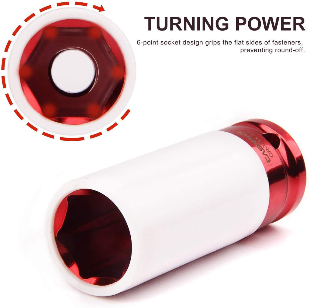 CASOMAN 1/2- Inch Drive Wheel Protector Impact Socket