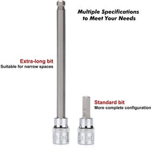 Load image into Gallery viewer, CASOMAN 107 Pieces Bit Socket Set, 1/4", 3/8" and 1/2" Drive, Torx/Extra Long Torx/Tamper Proof Torx/Hex/Ball End Hex, SAE/Metric, S2 Steel Bits