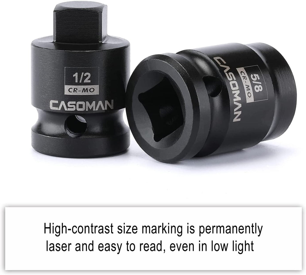 CASOMAN 8PCS 1/2-Inch Drive Pipe Plug Socket Set,SAE,Male/Female Set,7/16",1/2",5/8",9/16",Tapered Male Square Drive,Chamfered Female Square Drive