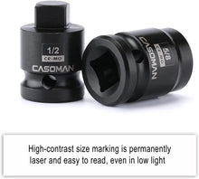 Load image into Gallery viewer, CASOMAN 8PCS 1/2-Inch Drive Pipe Plug Socket Set,SAE,Male/Female Set,7/16",1/2",5/8",9/16",Tapered Male Square Drive,Chamfered Female Square Drive