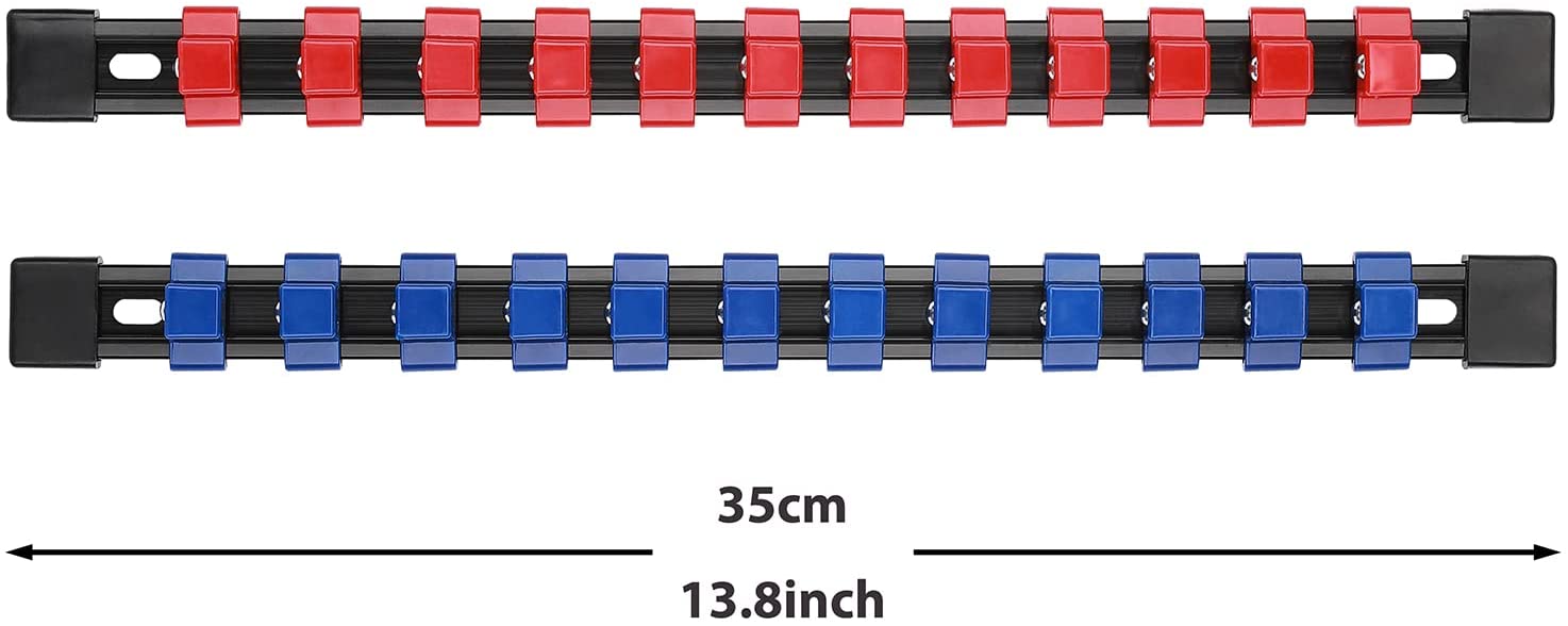 CASOMAN 6 Pieces 1/2" Drive Socket Organizer Rails,SAE And Metric Socket Holder Rail, Mountable Sliding Tray Rack Tool Rail Holder,For 1/2-inch Socket