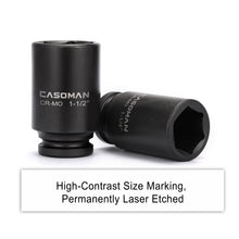 Load image into Gallery viewer, CASOMAN 3/4" Drive Deep Impact Socket Set, 8 Piece Set, SAE Sizes (1-Inch to 1-1/2-Inch), 6 Point, 3/4" Dr. Heavy Duty Impact Socket Set