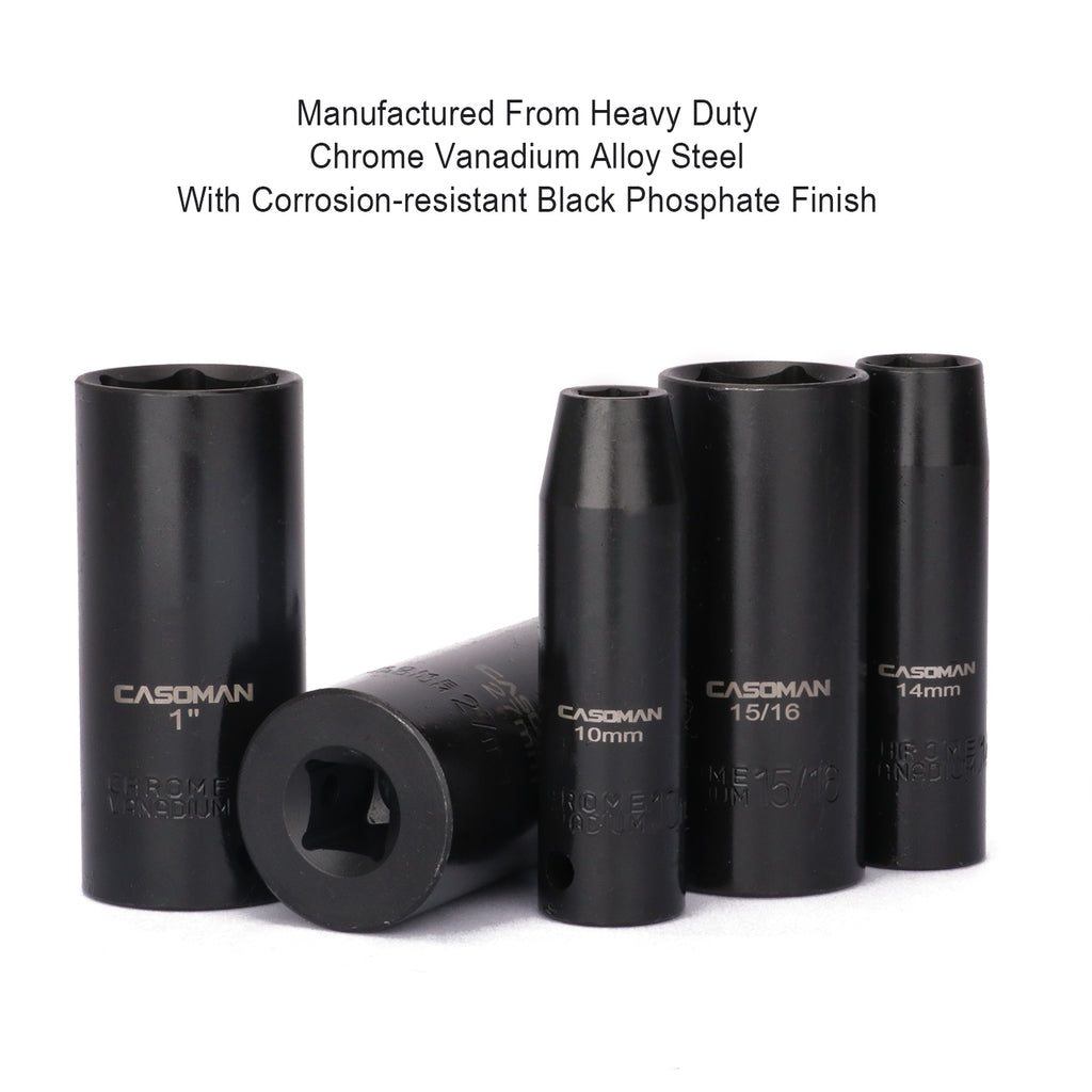 CASOMAN 1/2" Drive Master Impact Socket Set, 36 Piece Deep