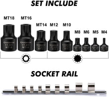 Load image into Gallery viewer, CASOMAN 9-Piece Low Profile Impact Triple Square Bit Socket Set,Includes Storage Rail,1/4", 3/8" and 1/2" Drive,CR-MO Steel, Designed for Impact Use
