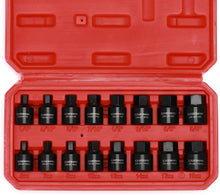 Load image into Gallery viewer, CASOMAN 16 Piece 3/8 Inch Drive Low Profile Impact Hex Driver Set, Cr-Mo, 1/4"-3/4", 6mm-19mm, Impact SAE and Metric Hex Bit Socket Set