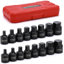 Load image into Gallery viewer, CASOMAN 16 Piece 3/8 Inch Drive Low Profile Impact Hex Driver Set, Cr-Mo, 1/4"-3/4", 6mm-19mm, Impact SAE and Metric Hex Bit Socket Set