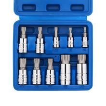 Load image into Gallery viewer, CASOMAN 10PCS 1/4-Inch, 3/8-Inch &amp; 1/2-Inch Drive XZN Triple Square Spline Bit Socket Set, M4-M18, 12 Point Tamper Proof, Cr-V Sockets and S2 Steel Bits