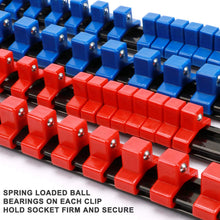 Load image into Gallery viewer, CASOMAN 6PC ABS Socket Organizer, 1/4-Inch, 3/8-Inch, 1/2-Inch, Premium Quality Socket Holders (6-Piece Set, Blue &amp; Red)